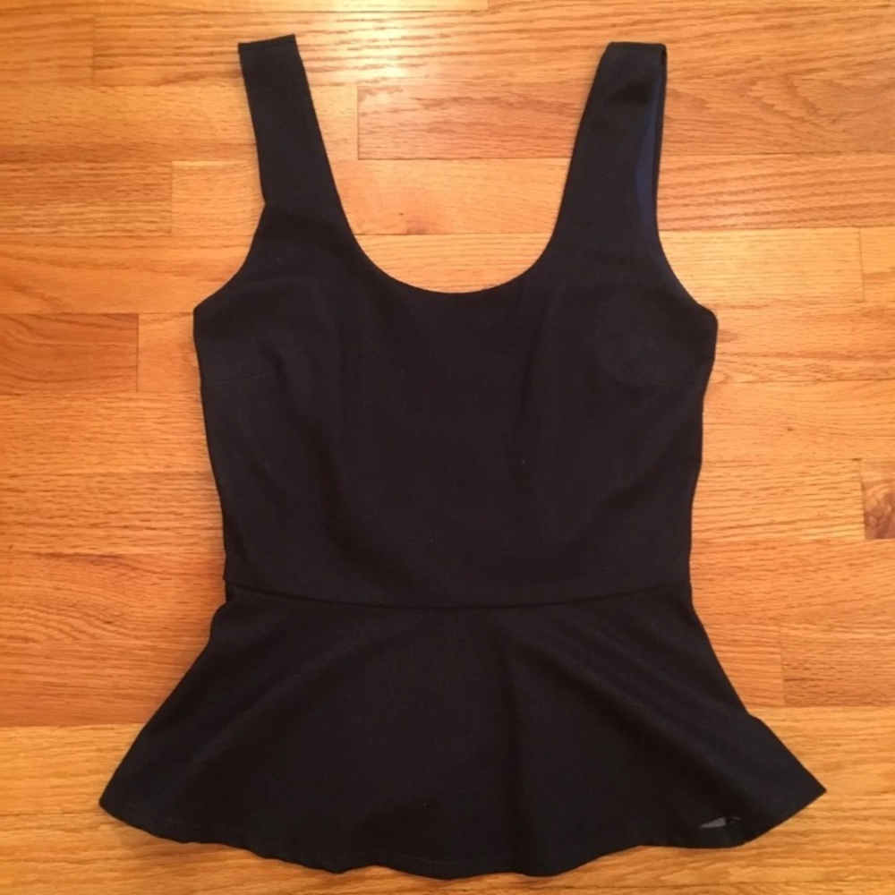 Navy Peplum Top